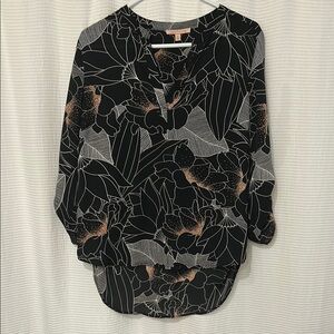 Black Gibson Latimer Blouse with Mandarin Collar